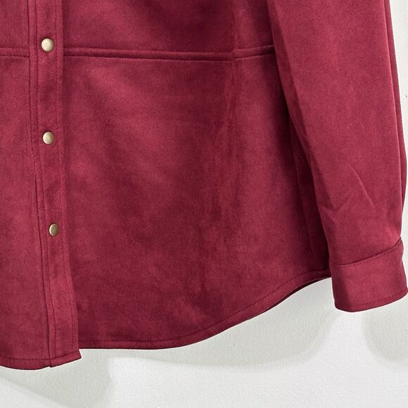 Ninety Clothing Company Snap Front Shirt Wine Medium Shacket Soft Pockets NEW‎ - Picture 2 of 10